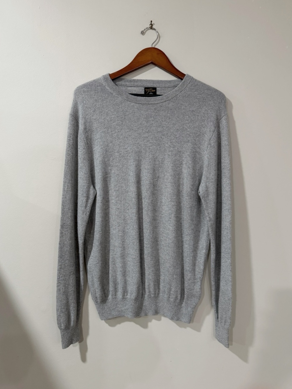 J.Crew Sweater Men L Heather Gray 100% Cashmere Crewneck Quiet Luxury Preppy